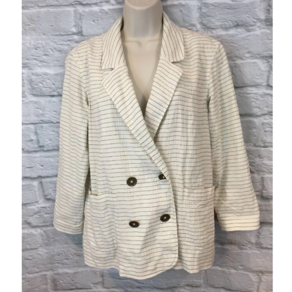 Cartonnier Anthro Pinstripe BLK/WHT Blazer Jacket - Picture 2 of 8